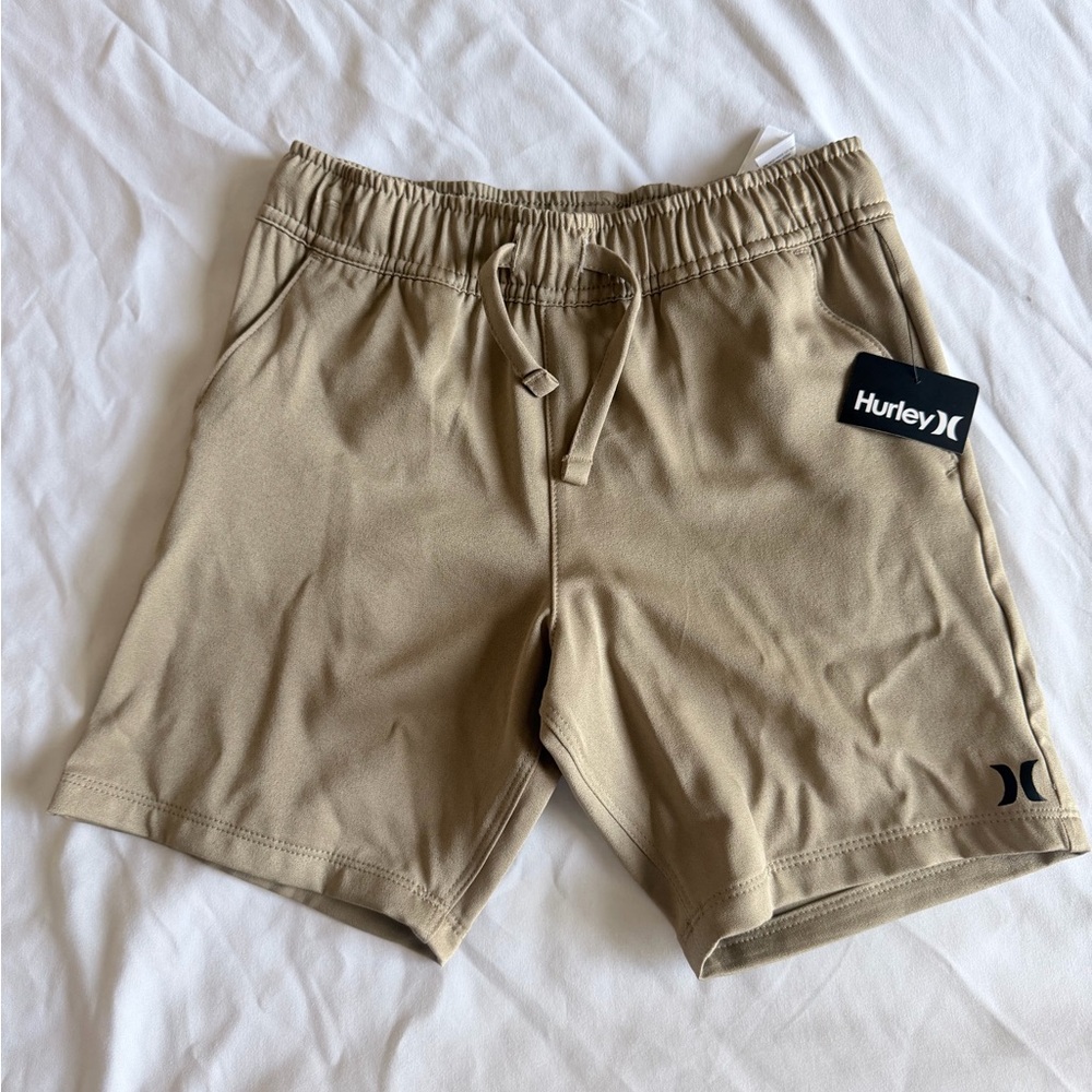 Hurley Boys Khaki Athletic Drawstring Shorts
